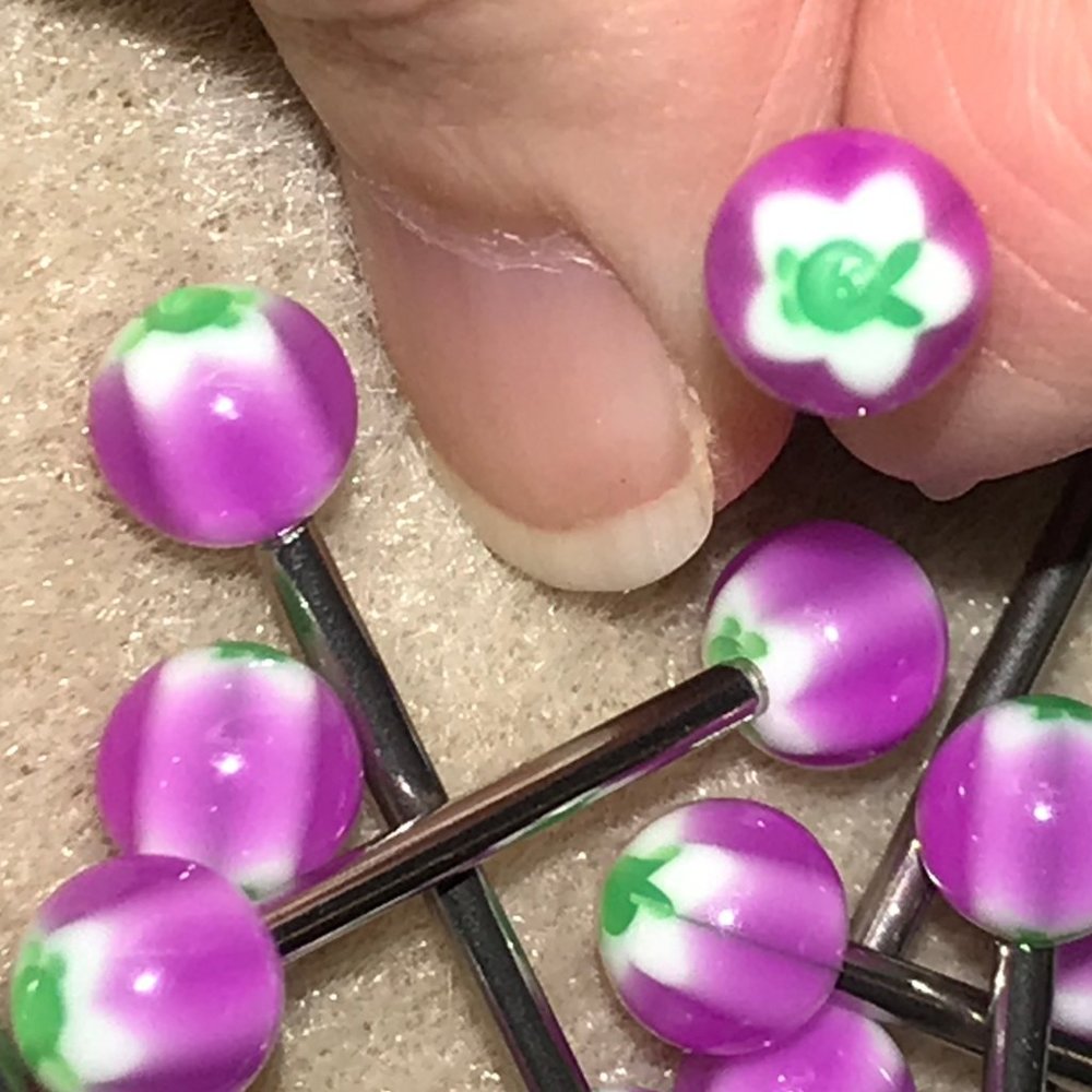 14 Gauge Purple Bunny Tongue Ring